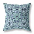 Palacedesigns 20 in. Cloverleaf Indoor Outdoor Zippered Throw Pillow Muted Blue & Aqua PA3103438